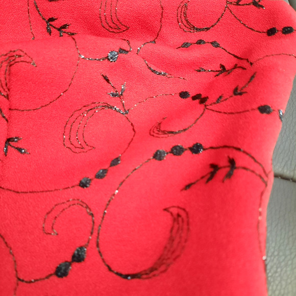 Vintage Y2K XOXO Glitter Embellished Mini Dress Size 7 Shimmer Red Black Goth - Picture 13 of 15